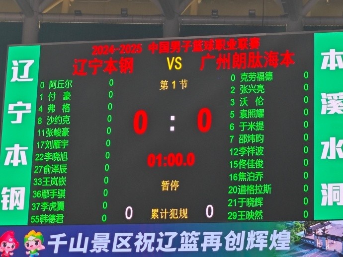 😔媒体人晒辽宁男篮VS广州现场大名单：郭艾伦确定缺阵