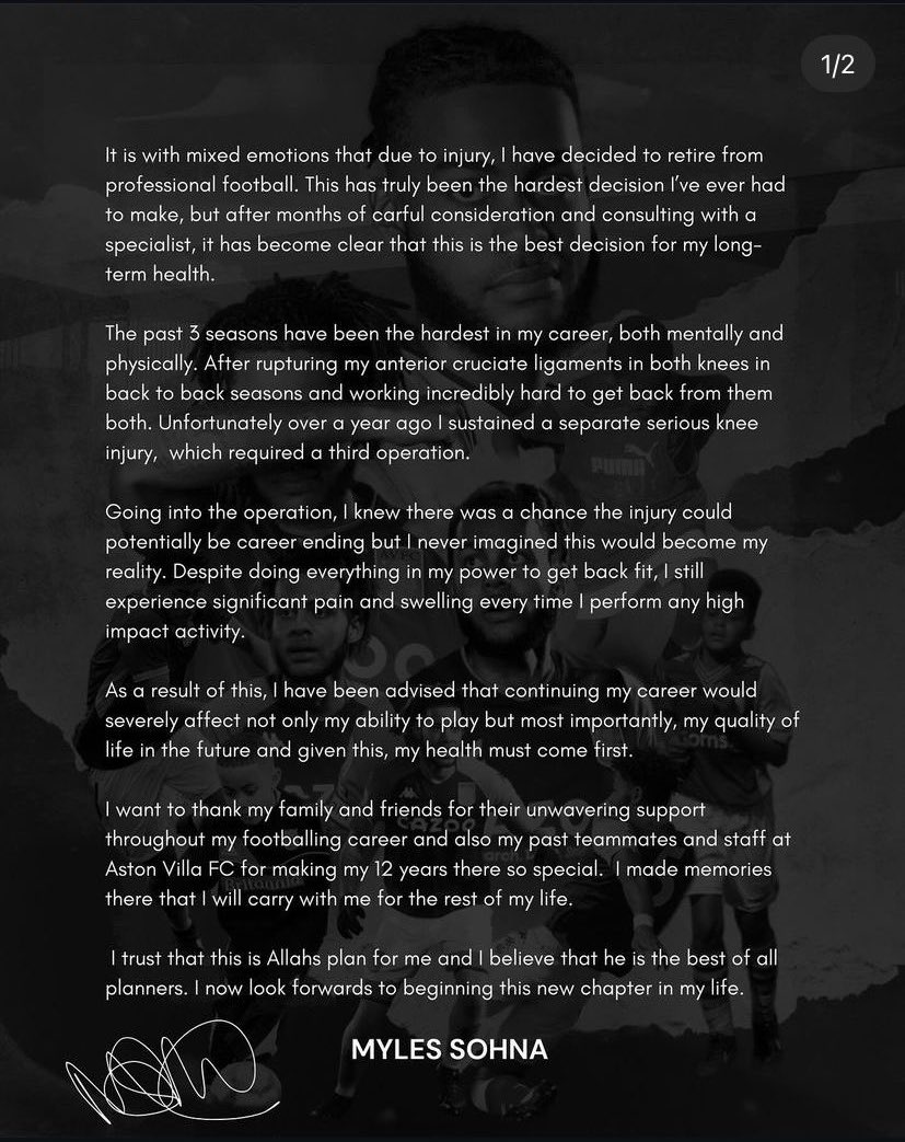 足球梦告破!22岁维拉球员三年内遭遇两次韧带伤势后选择退役